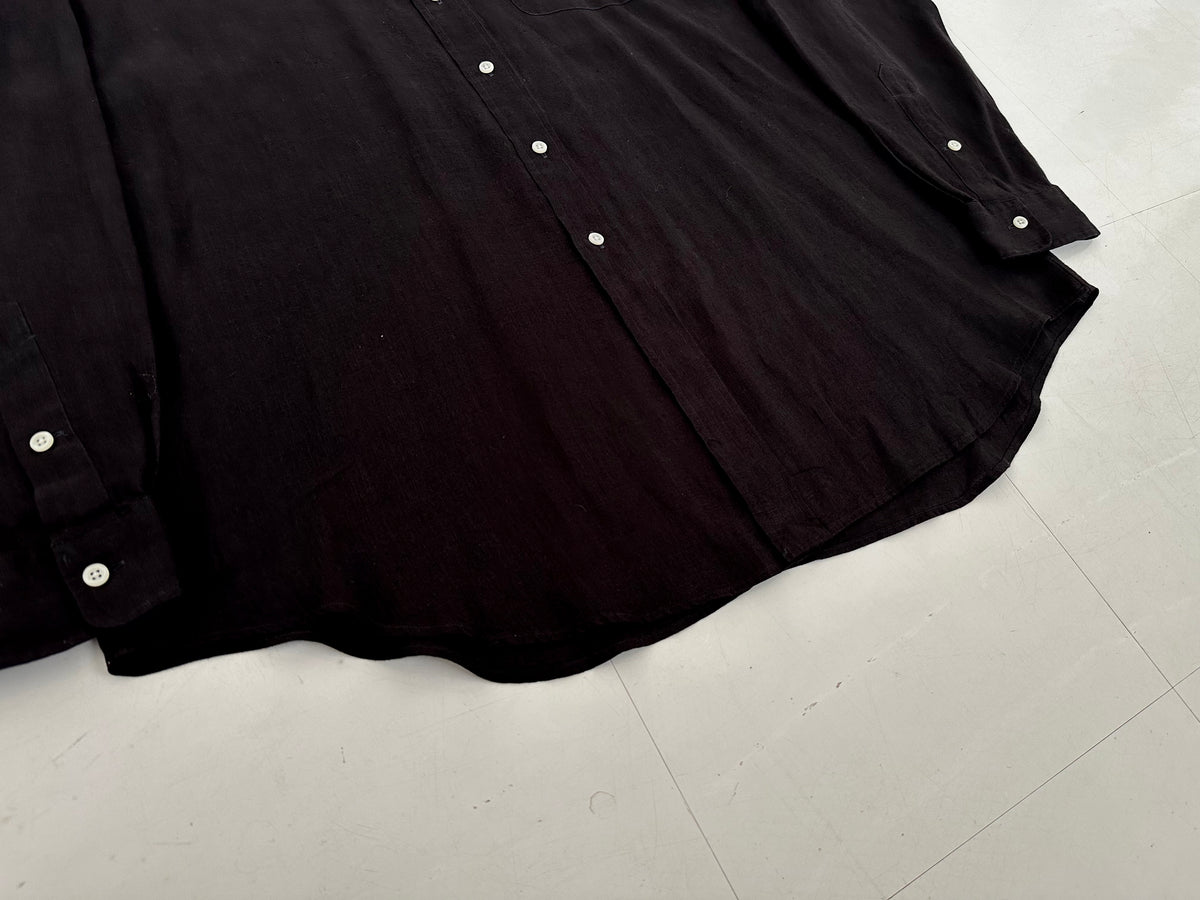 90s Polo Ralph Lauren LOWELL SPORT Linen L/S Shirt XL Black – NO