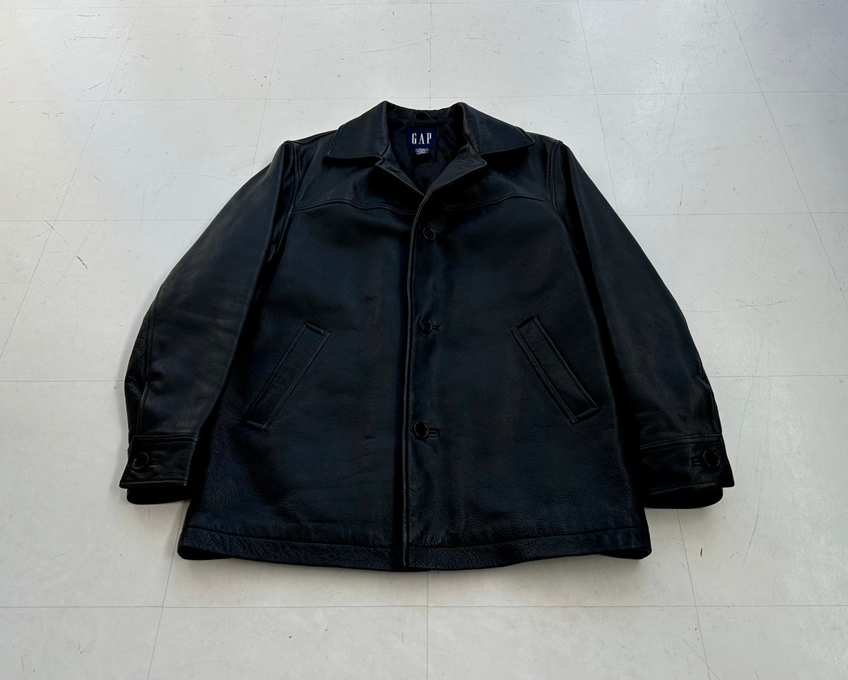 90s GAP Leather Car Coat XS – NO BURCANCY