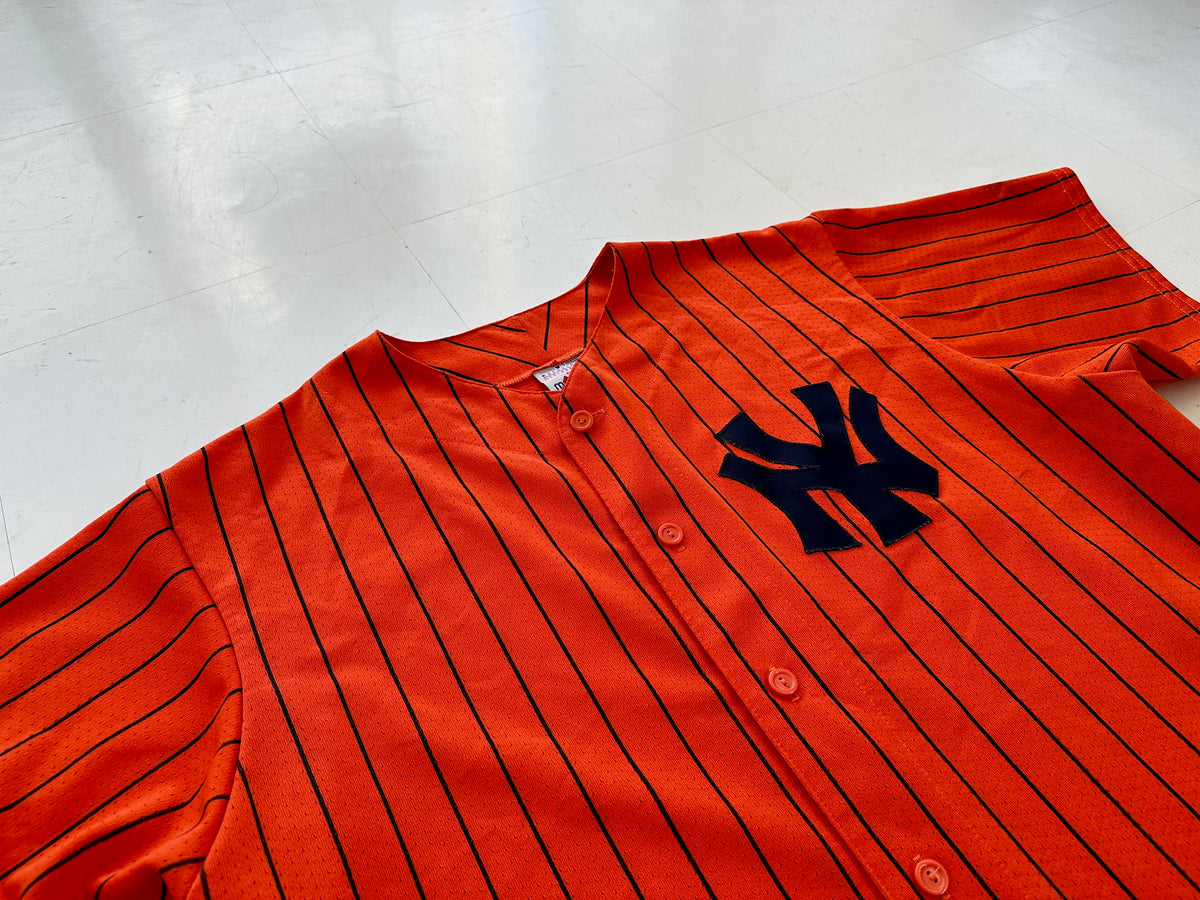 90s Majestic NY Yankees Jersey XL Orange Striped – NO BURCANCY