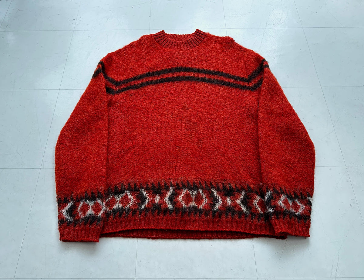 SELECTION OF Mohair 【lay2167R】 ~70's モヘアパーカー vintage フード付き トップス レッド スペイン製 サイズ40 レディース CH 1960s-70s Sears モヘアセーター 表記L - 古着屋HamburgCafe