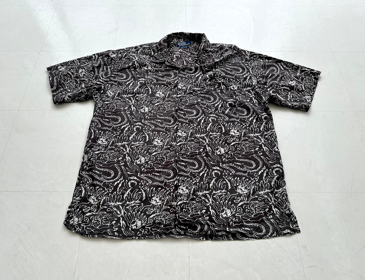 90s Polo Ralph Lauren Shirt CLAYTON 黒花柄 90s Polo Ralph Lauren Shirt CLAYTON 黒花柄