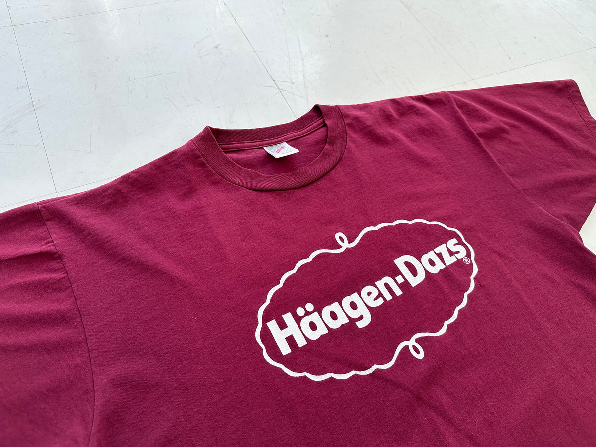 90s Haagen Dazs WoodStock Logo T-shirt XL Burgundy – NO BURCANCY