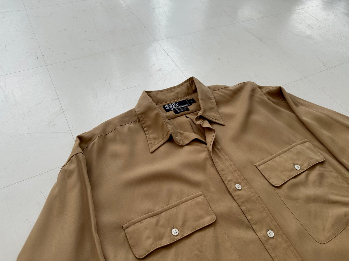 90s Polo Ralph Lauren WHITFIELD Rayon L/S Shirt L Ivory – NO BURCANCY
