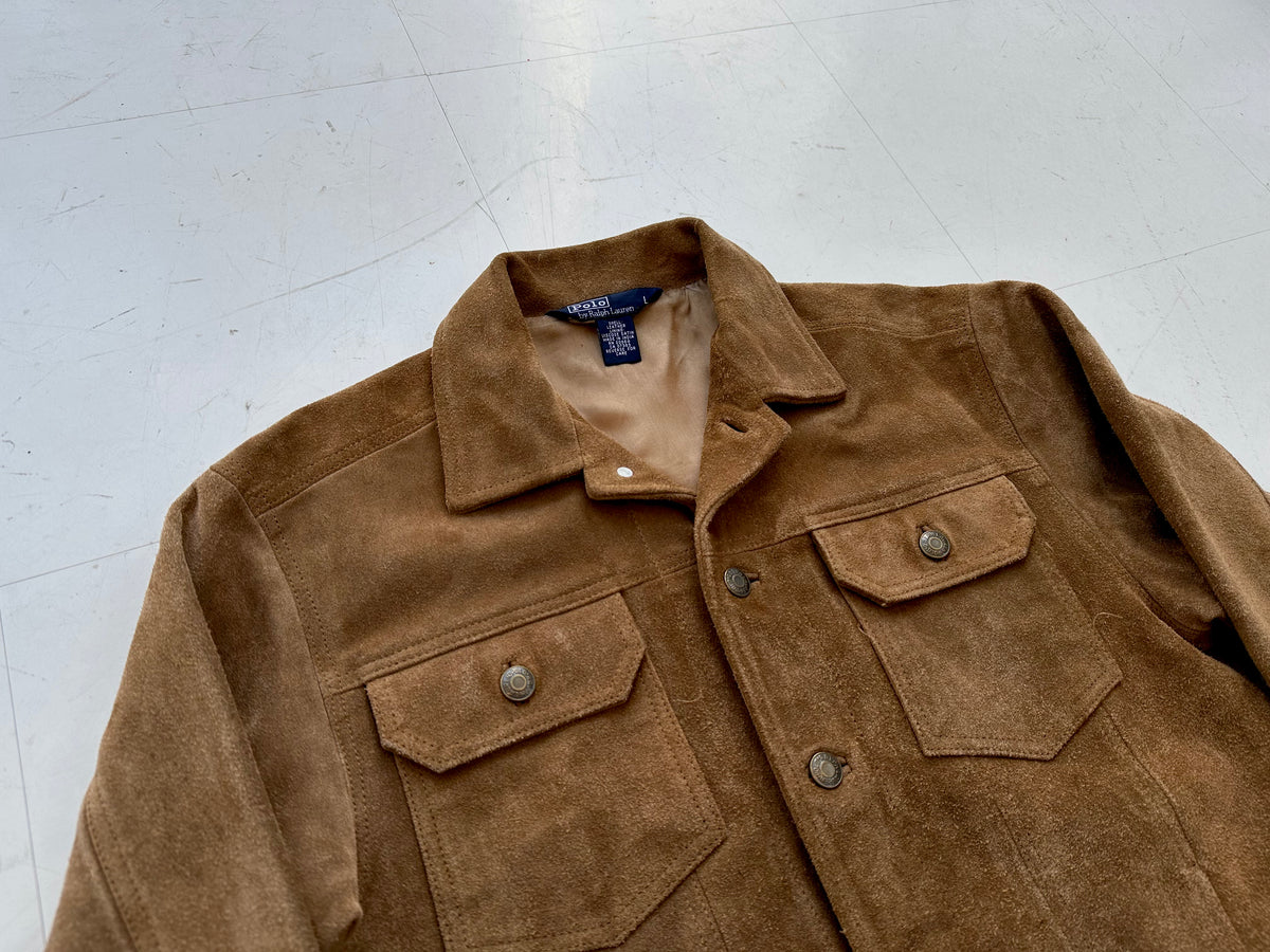 80s Polo Ralph Lauren Suede Trucker Jacket L – NO BURCANCY