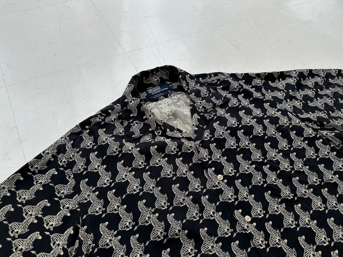 90s Polo Ralph Lauren Zebra Silk Loop Shirt M Black – NO BURCANCY