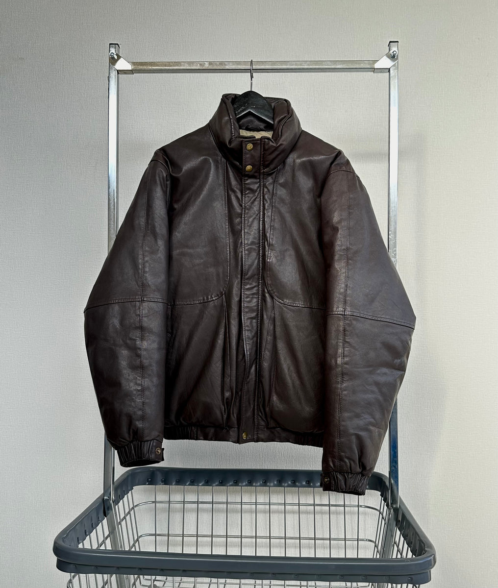 80s Eddie Bauer Leather Puffer Jacket M – NO BURCANCY