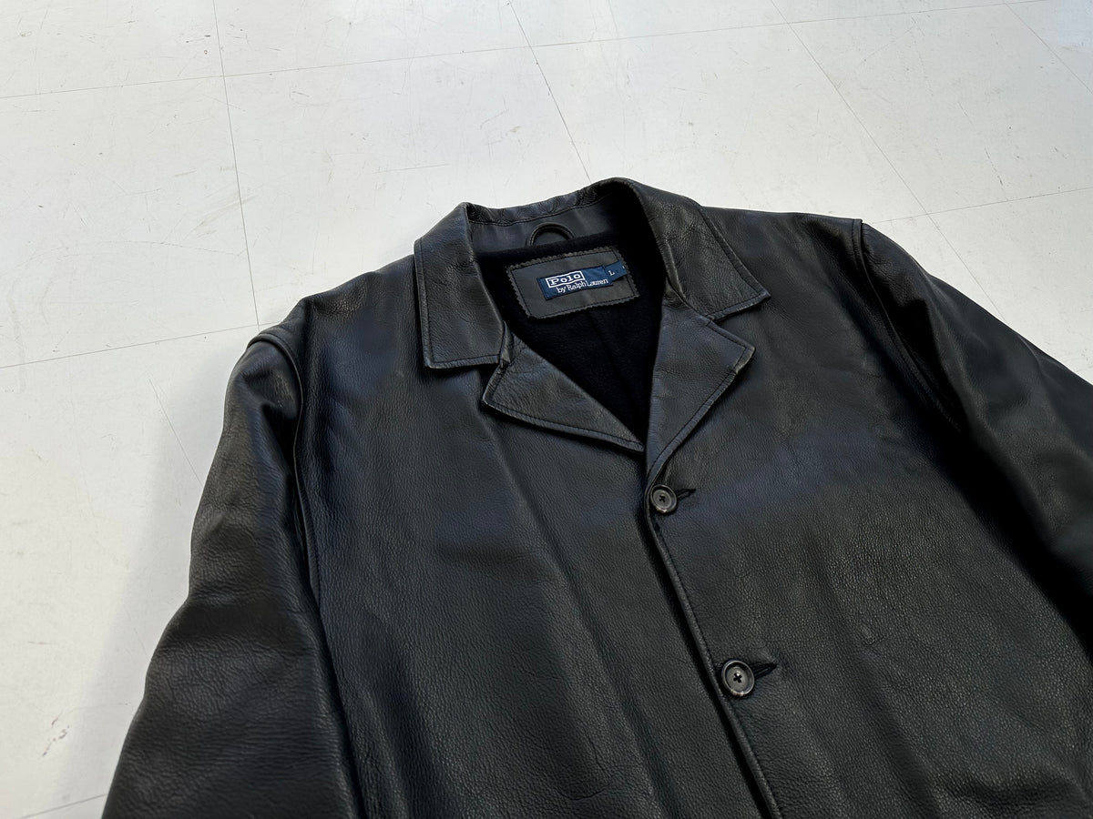 希少 90's Ralph Lauren leather jacket XL 黒 90s Polo Ralph Lauren Leather SwingTop Jacket XL Black – NO