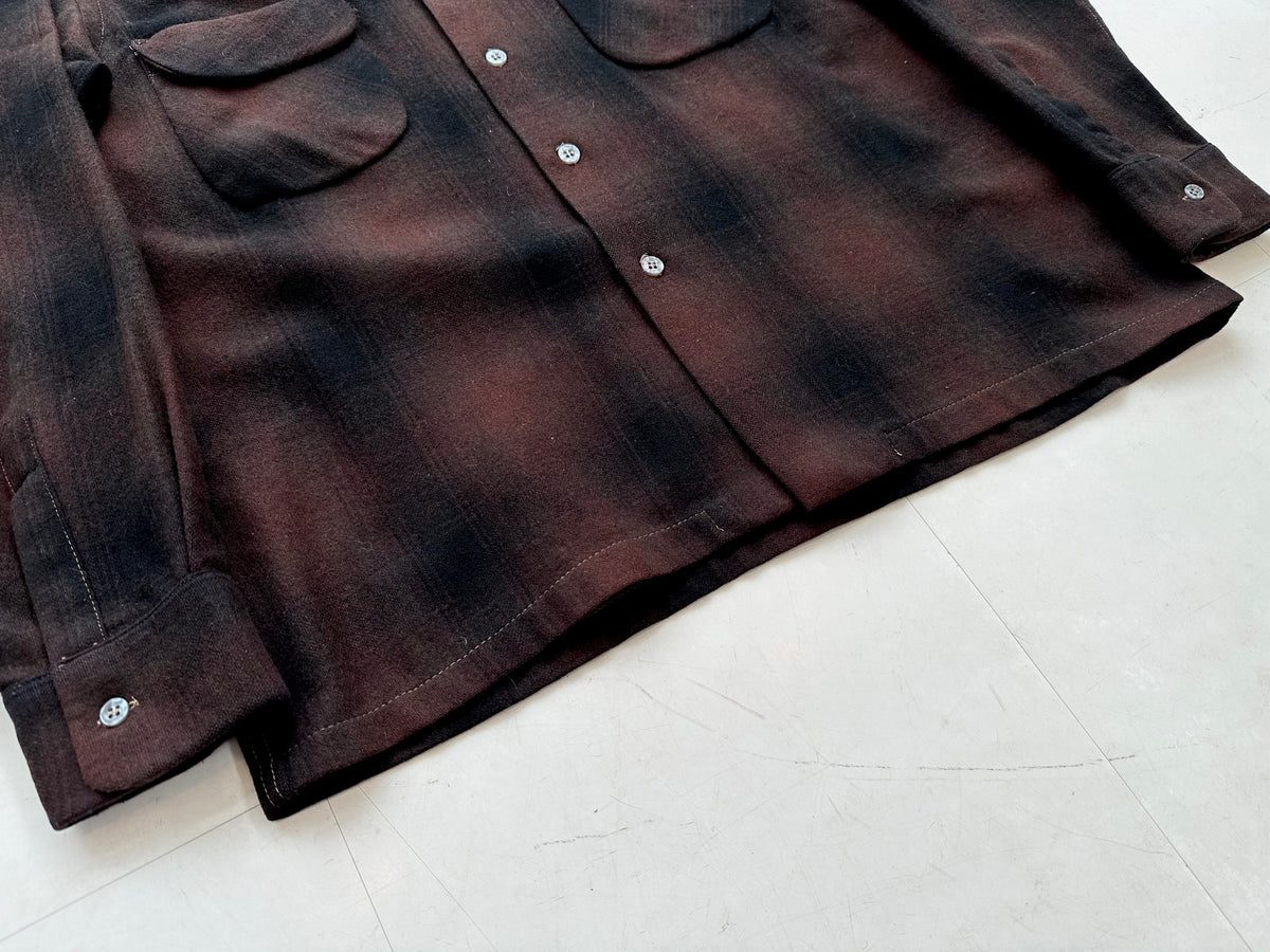 60s PONDEROSA Shadow Plaid Wool Board Shirt M Brown&Black – NO 