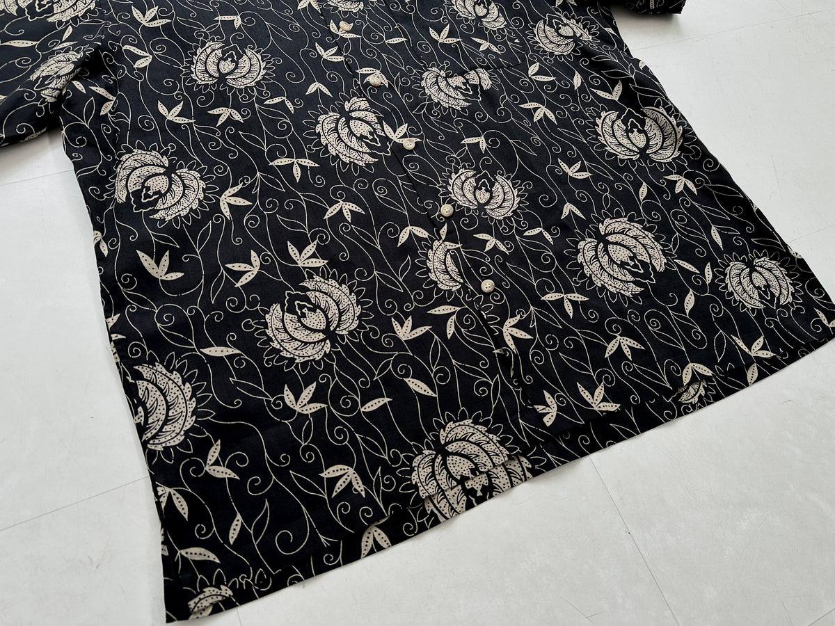 90s polo ralph lauren CLAYTON M ブラック 90s Polo Ralph Lauren CLAYTON Black Flower&Leaf XL Black