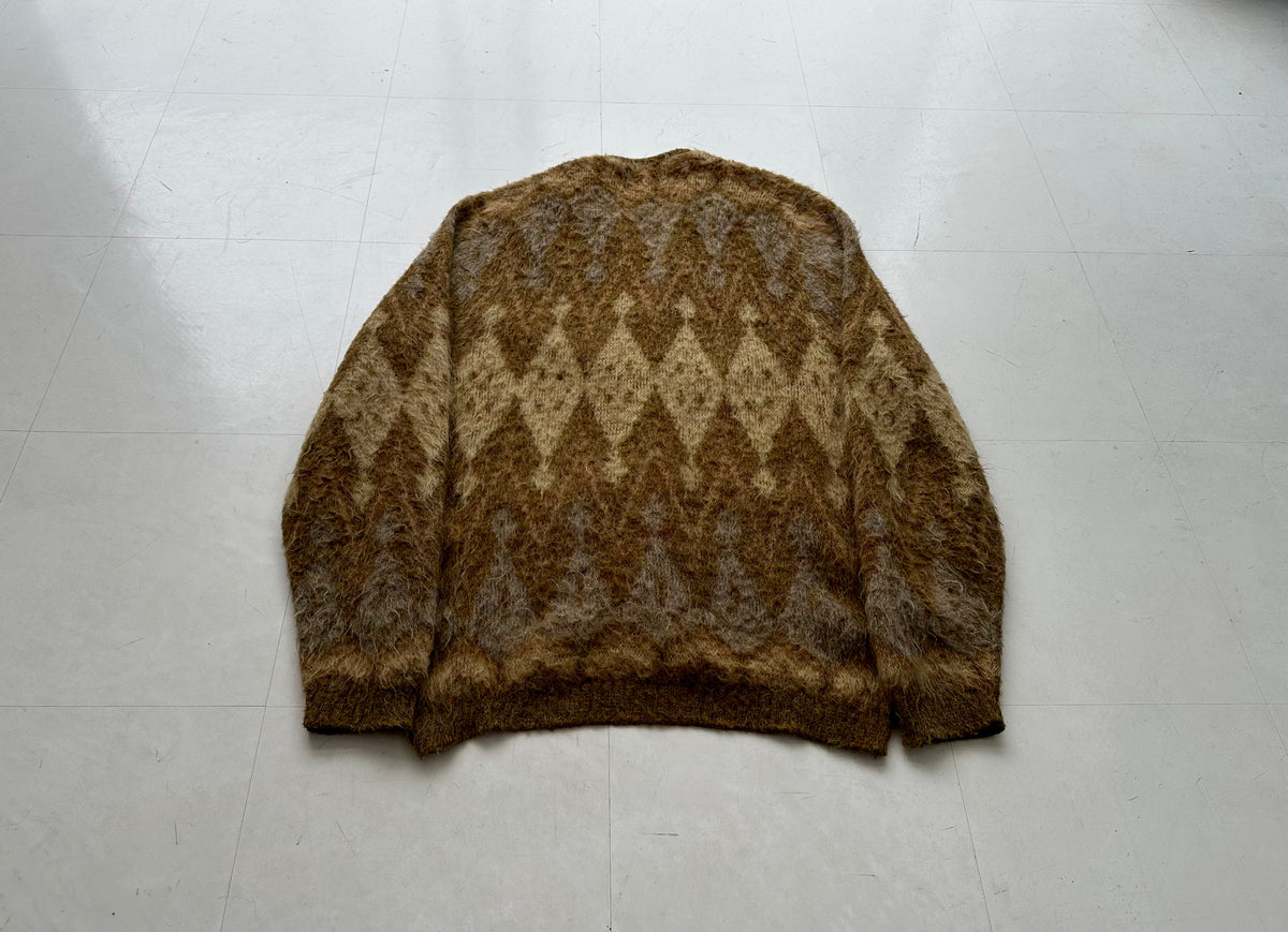60s CAMPUS Mohair Cardigan Diamond XL Mustard – NO BURCANCY
