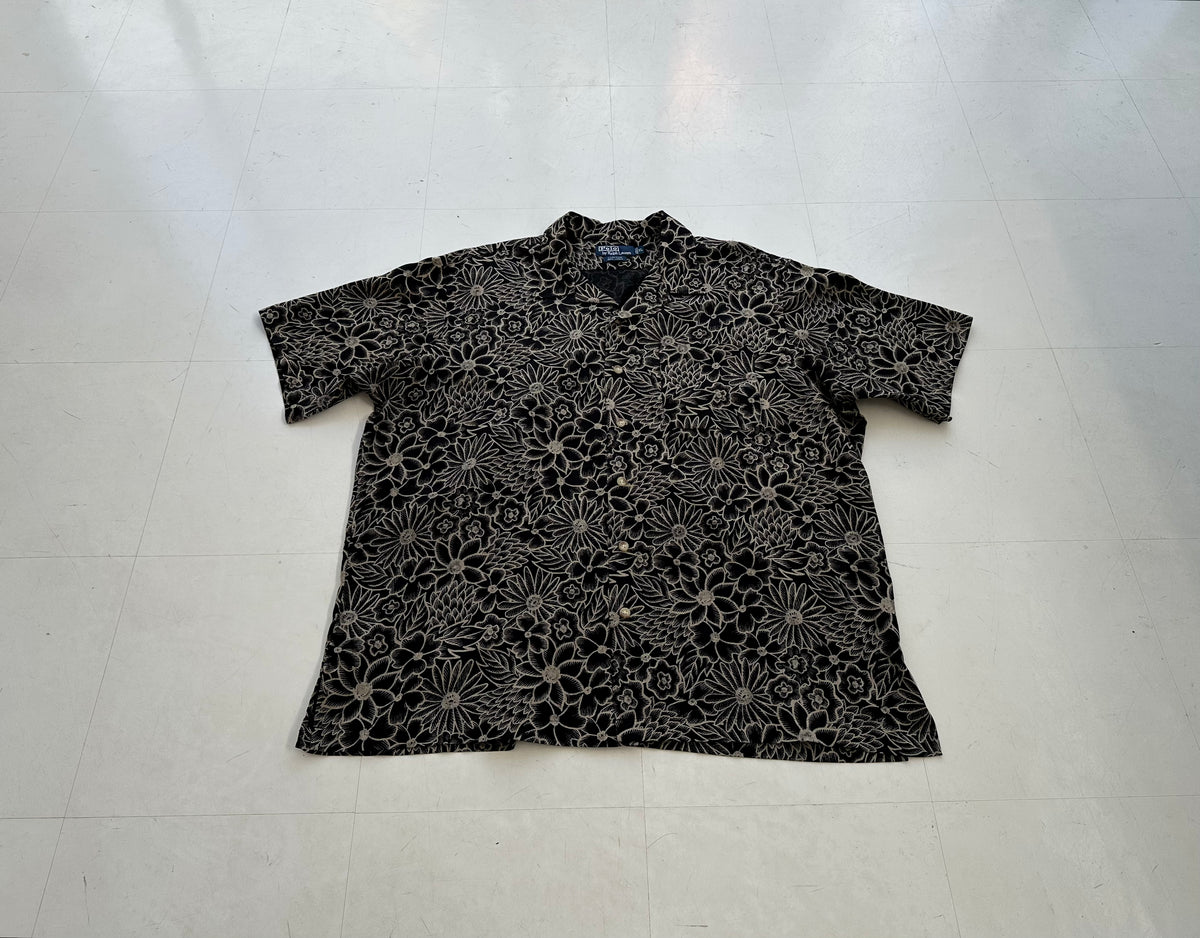 90s Polo RalphLauren CLAYTON Black Flower Shirt XL – NO BURCANCY