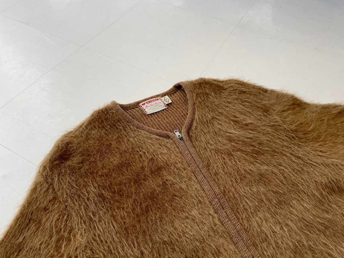 50s McGregor PowderSnow Mohair Cardigan M MilkTeaBrown – NO BURCANCY