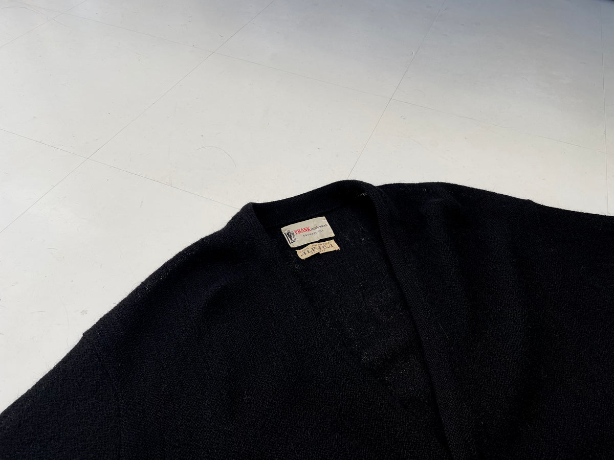 60s Vintage FRANK 100%Alpaca Cardigan Black L – NO BURCANCY