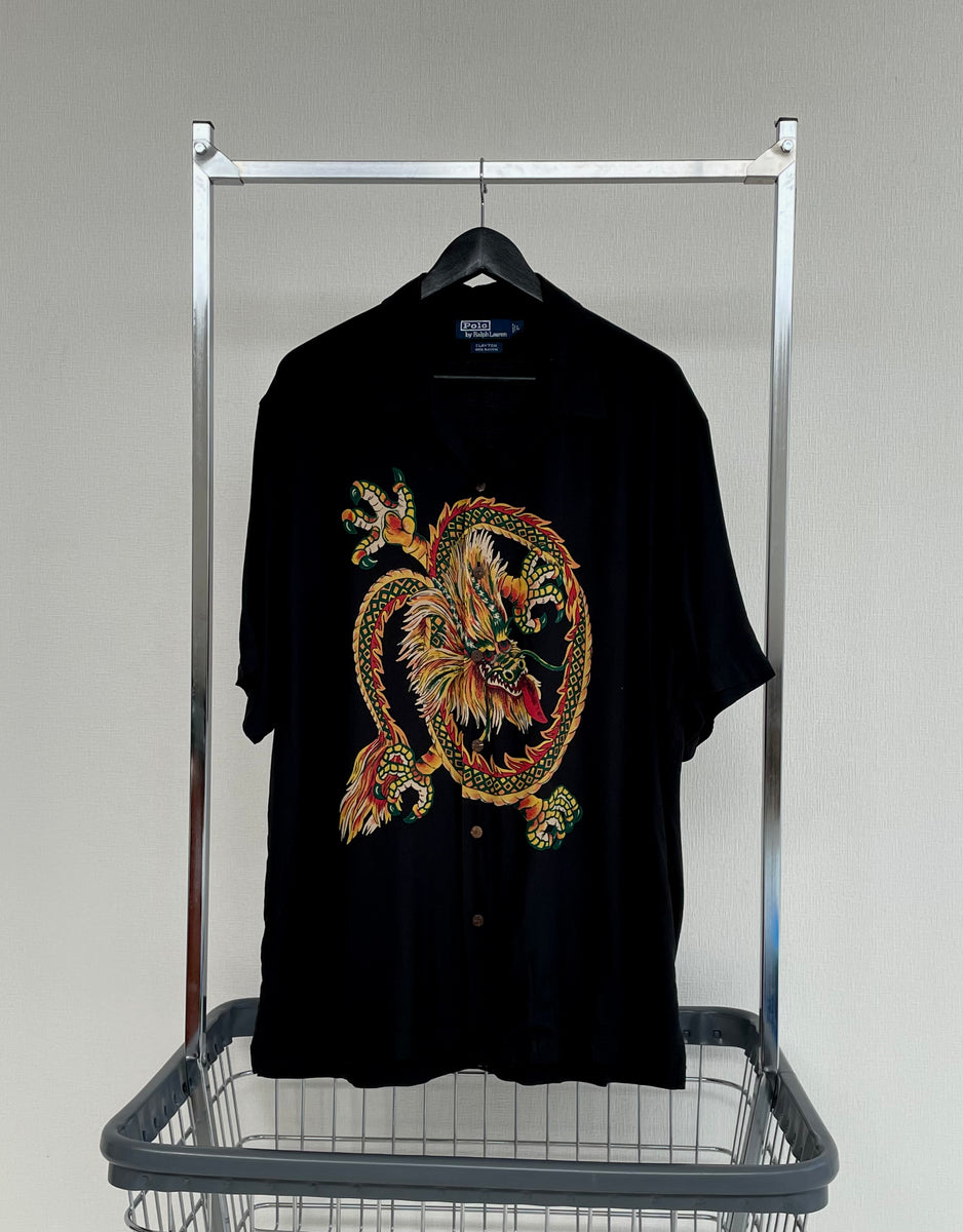 90s Vintage Polo RalphLauren CLAYTON “Dragon”Rayon Opencollar