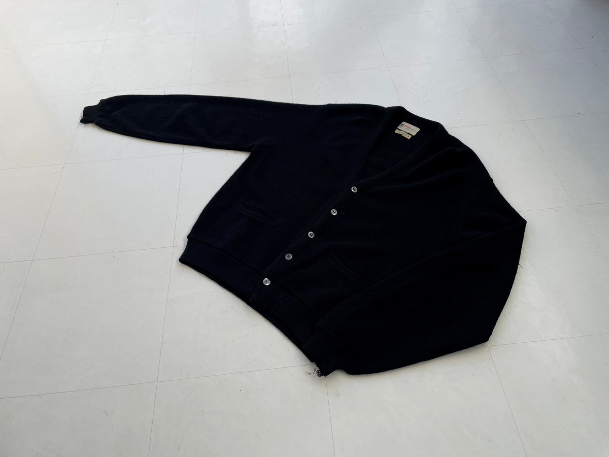 60s Vintage FRANK 100%Alpaca Cardigan Black L – NO BURCANCY