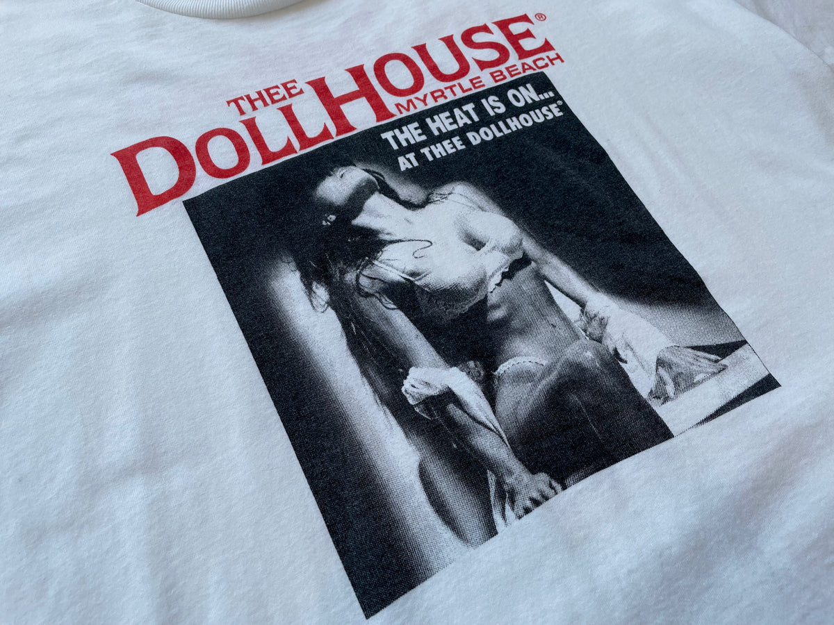 90s Vintage Strip Club”THEE DOLL HOUSE”T-shirt XL White – NO
