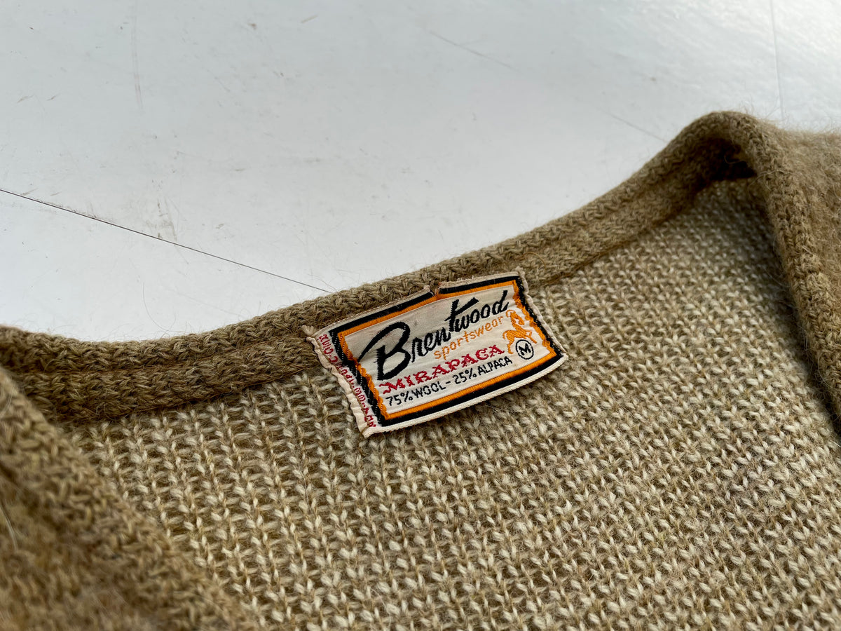 60s Brentwood Alpaca V Cardigan M LightBrown – NO BURCANCY