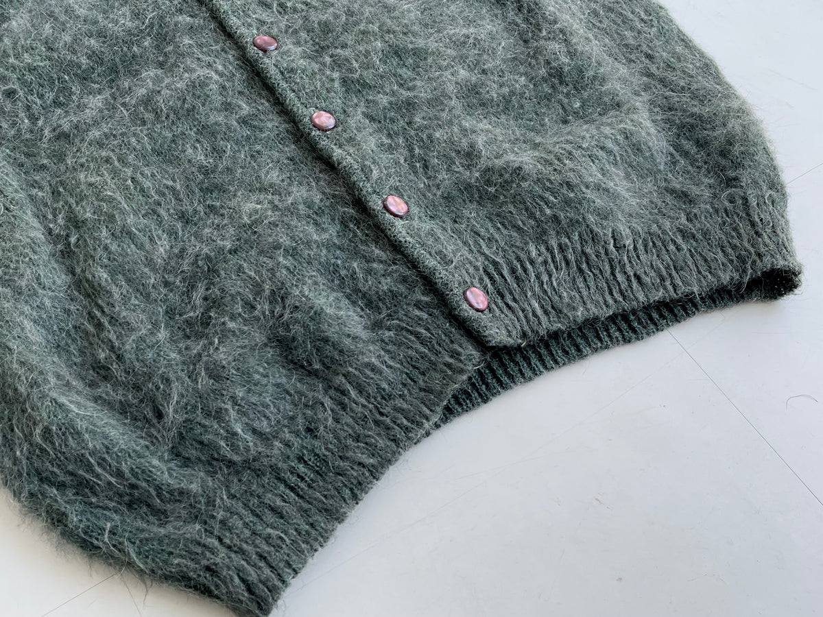 60s Vintage BRENT Mohair Cardigan SageGreen&White L – NO