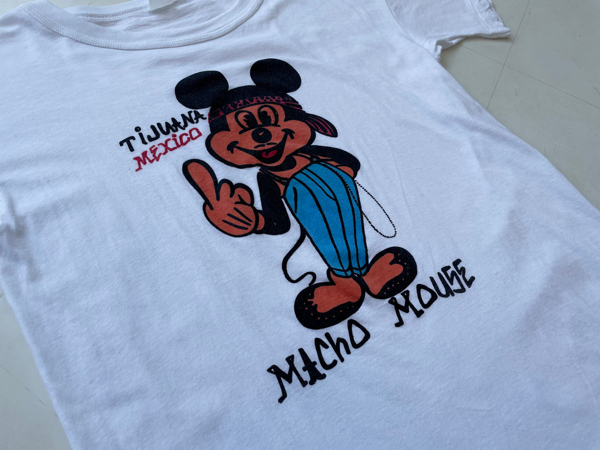 80s Vintage MickeyMouse MachoMouse T-shirt White – NO BURCANCY