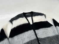 60s PURITAN Border Mohait Cadigan L Black White&Gray