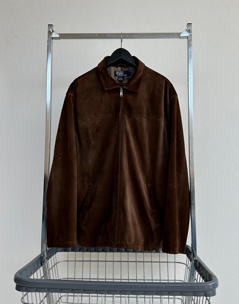 90s Polo Ralph Lauren Nubick Leather Jacket L DeepBrown