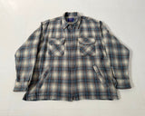 90s Pendleton Front Zip ShadowPlaid Jacket XL Ivory&Gray