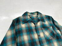 60s Shadow Plaid Loop Wool Shirt Emerald