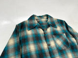 60s Shadow Plaid Loop Wool Shirt Emerald