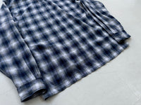 90s Polo Ralph Lauren CALDWELL Rayon Shadow Plaid L/S Shirt M Blue&White