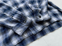 90s Polo Ralph Lauren CALDWELL Rayon Shadow Plaid L/S Shirt M Blue&White