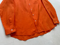 90s Polo Ralph Lauren BONNARD Linen L/S Shirt M HermesOrange