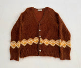 50s FRUIT LOOM Mohair Cardigan M DeepBrown