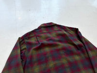 60s Pendleton ShadowPlaid Board Shirt L Burgundy&Green