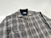 60s TOWNCRAFT Shadow Plaid Loop Wool Shirt L LightGray