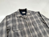 60s TOWNCRAFT Shadow Plaid Loop Wool Shirt L LightGray