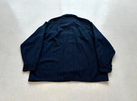 60s PENDLETON Pinstriped Wool Board Shirt XL Blue&Black