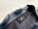 RRL ShadowPlaid L/S Shirt XXL Blue&White