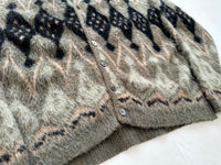 60s CAMPUS Diamond Mohair Cardigan XL Khaki