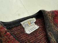 60s gary Reed Shadow Plaid Mohair Cardigan L Black