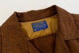 70s PENDLETON Plane Wool Loop Shirt L ChocolateBrown
