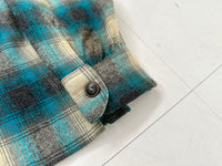 60s Shadow Plaid Loop Wool Shirt Emerald