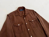 90s Polo Ralph Lauren Linen L/S Shirt S DeepBrown