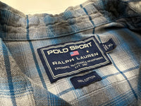 POLO SPORT Shadow Plaid Cotton Loop Shirt XL Blue