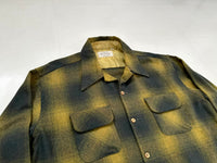 60s Woolshire Shadow Plaid Loop Wool shirt XL Mustard&Black