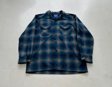 90s Pendleton Shadow Plaid Board Shirt M Blue&Turquoise