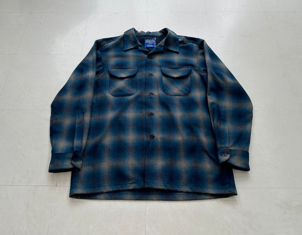 90s Pendleton Shadow Plaid Board Shirt M Blue&Turquoise