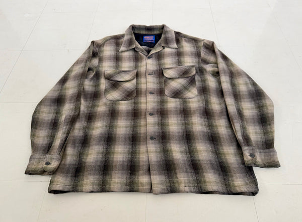90s Pendleton Shadow Plaid Board Shirt L Ivory