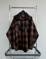 90s Pendleton Shadow plaid Western Shirt XXL Brown