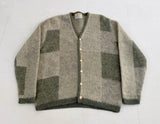 60s FORUM Mohair Panel Cardigan M LightGray&Olive