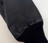 90s DeLONG Leather Varsity Jacket L Black